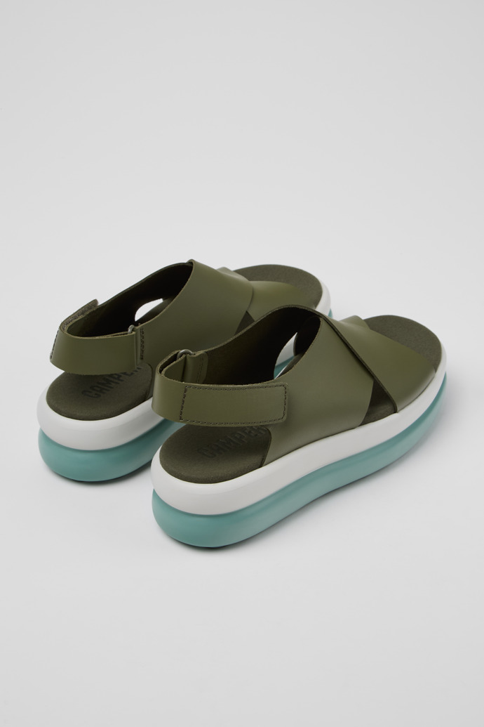 Back view of Pelotas Flota Up Green Leather Sandals for Women.