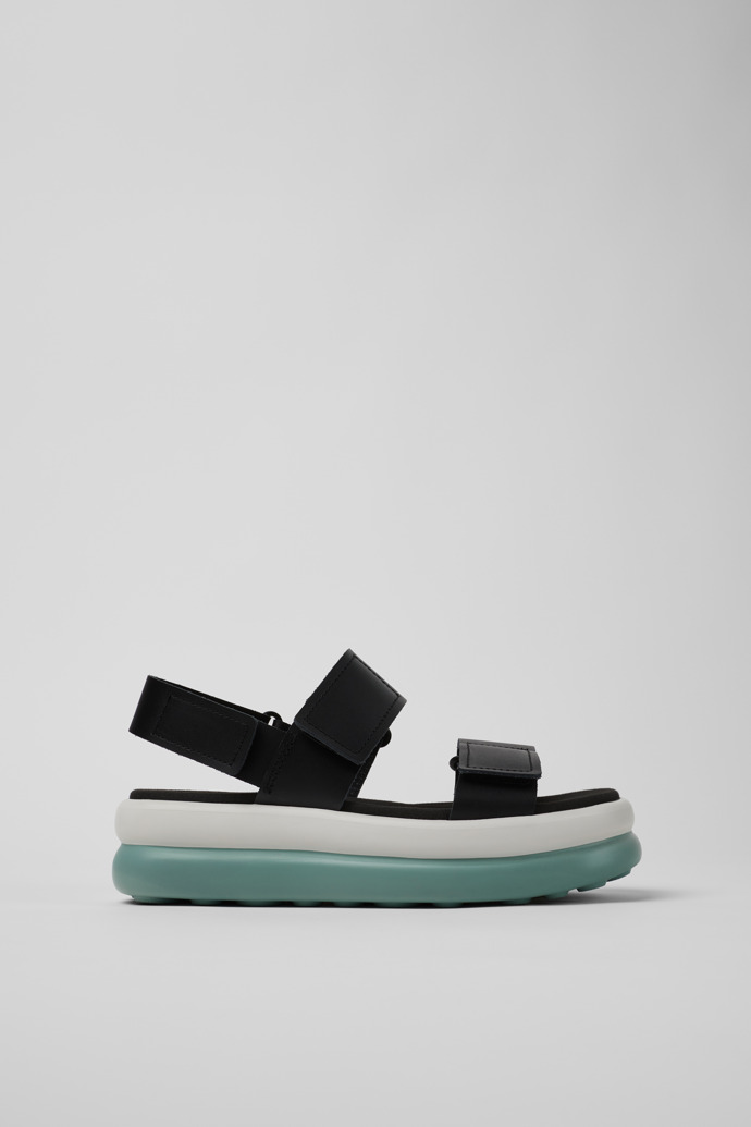 Side view of Pelotas Flota Up Black Leather Sandals for Women.