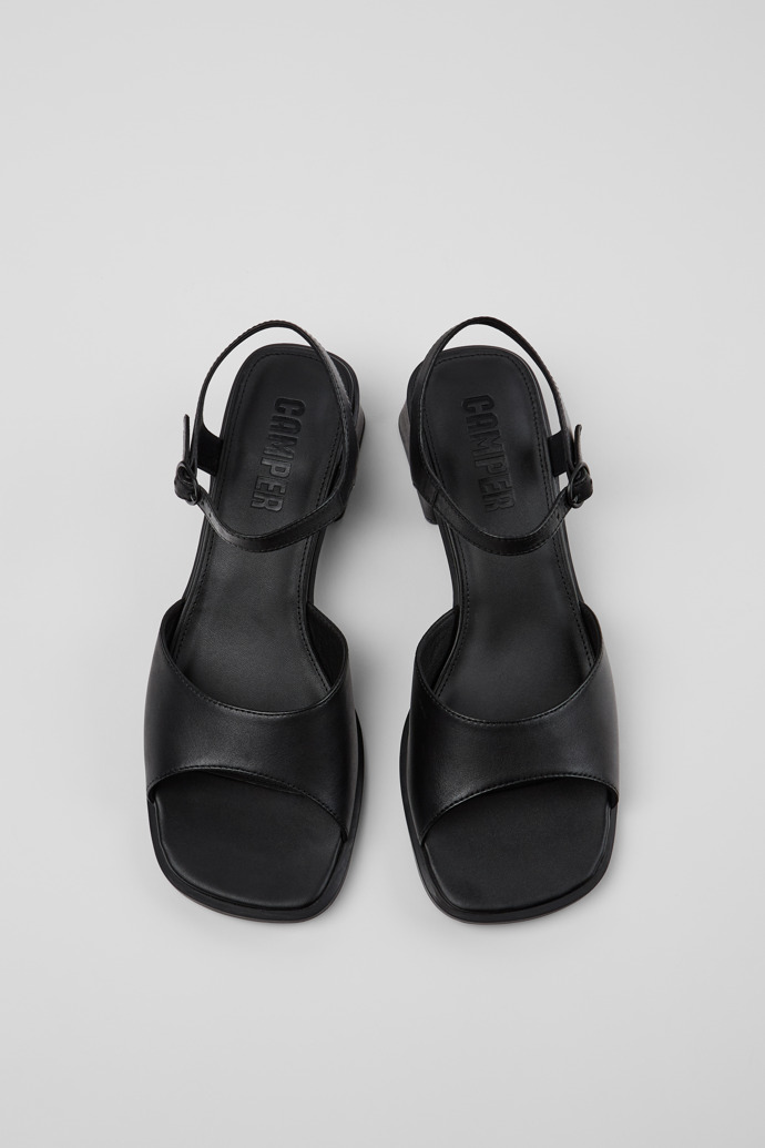 Overhead view of Kora Sandal Black Leather Sandals for Women.