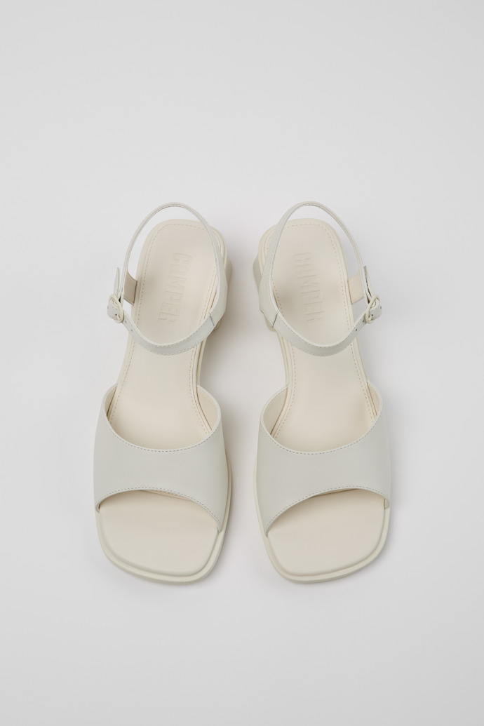 Overhead view of Kora Sandal White Leather Sandals for Women.