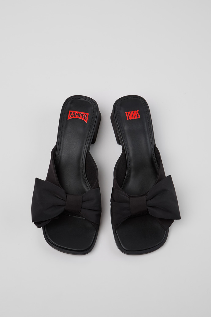 มุมมองด้านบนของ Twins Black Recycled PET Sandals for Women.