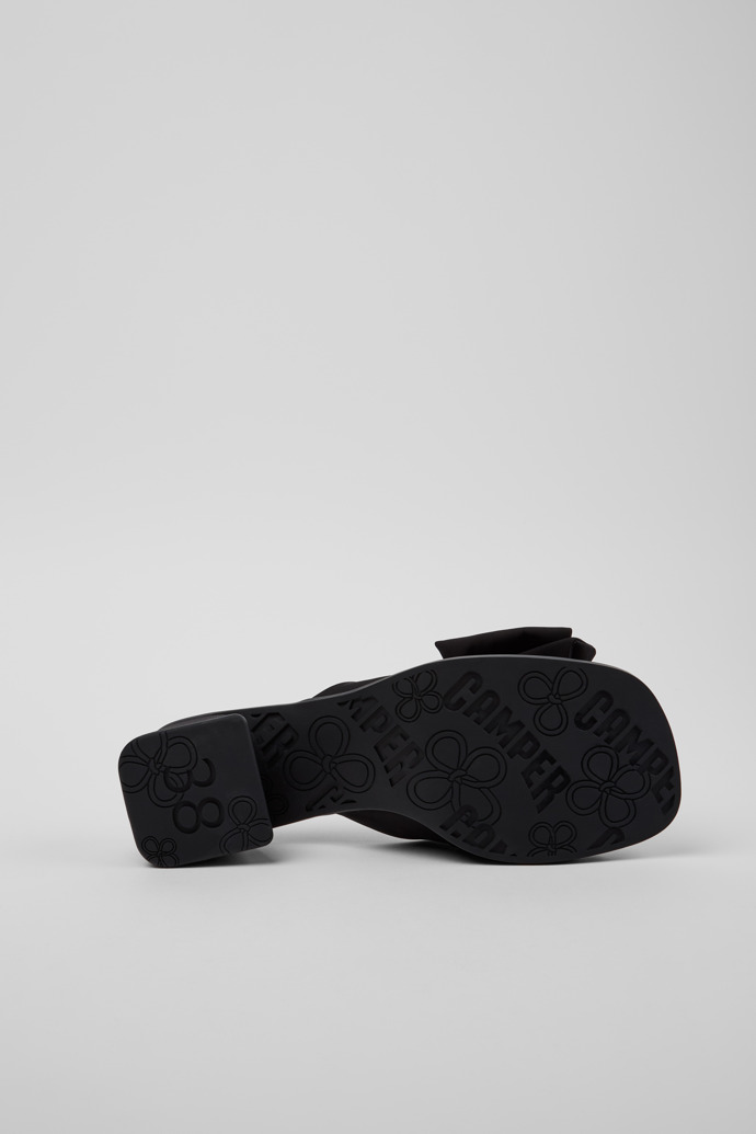 The soles of Twins Black Recycled PET Sandals for Women.