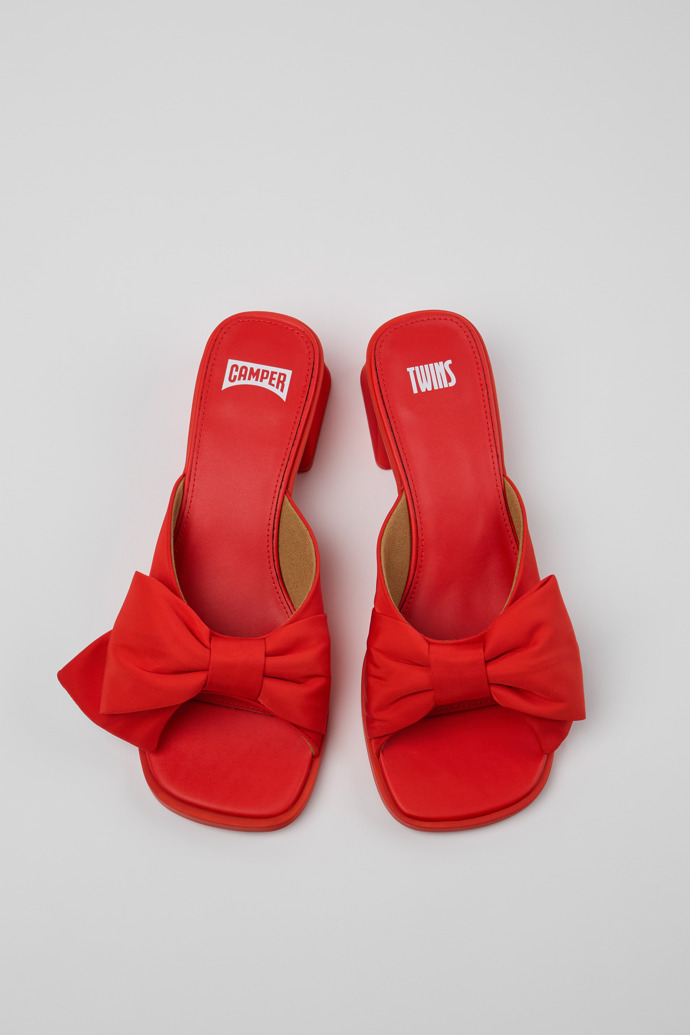 Overhead view of Twins Red Recycled PET Women's Sandal.