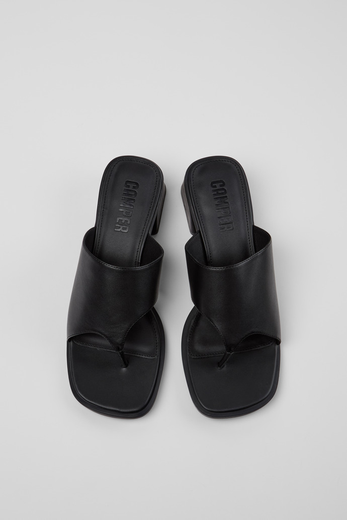 Overhead view of Kora Sandal Black Leather Sandals for Women.