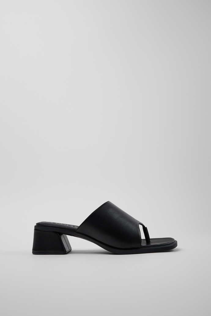 Side view of Kora Sandal Black Leather Sandals for Women.