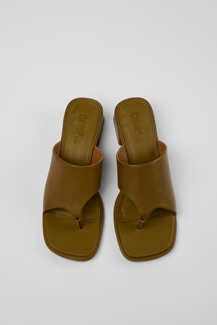 Kora Sandal Sandalias de piel verde para mujer.