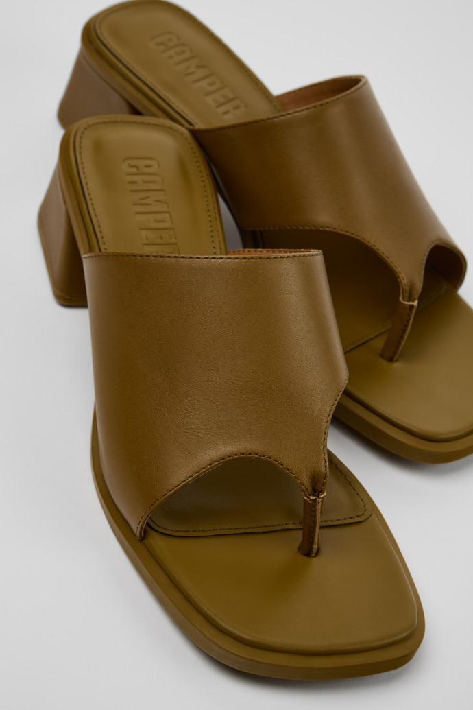 Close-up view of Kora Sandal Green Leather Sandal for Women.