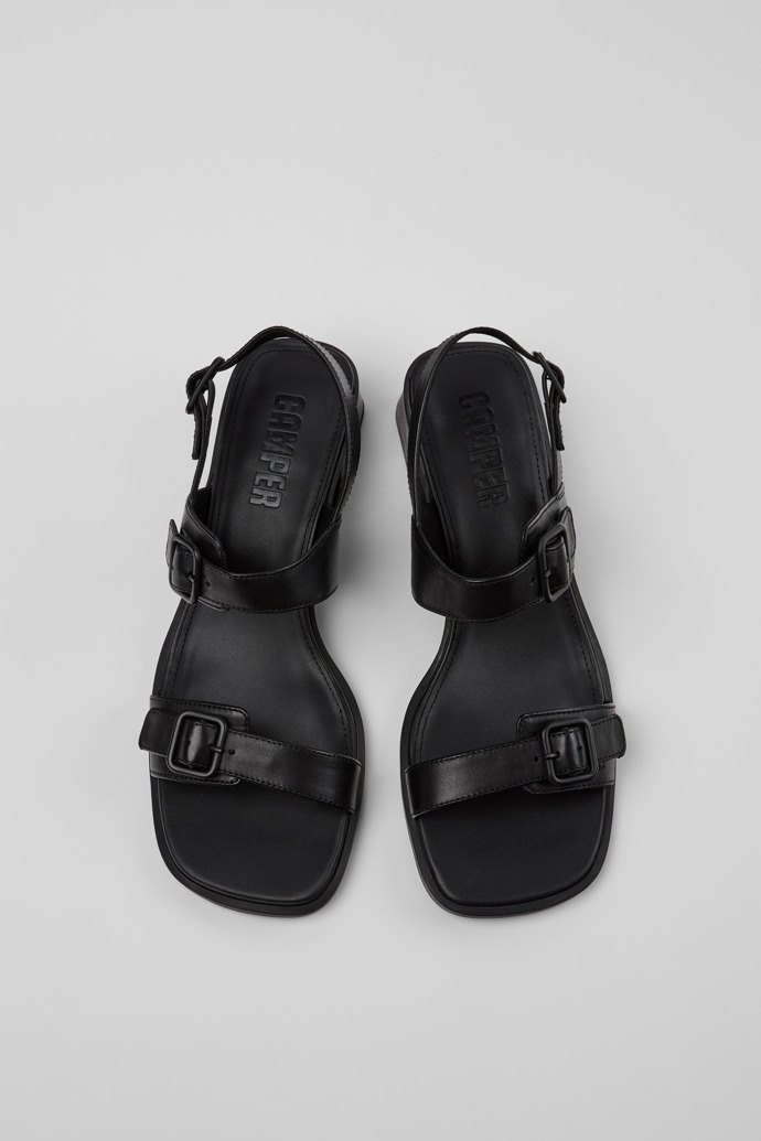 Overhead view of Kora Sandal Black Leather Sandals for Women.