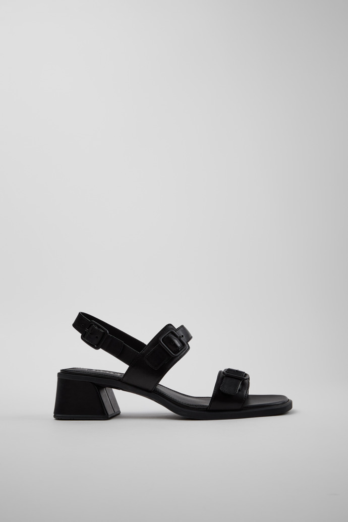 Side view of Kora Sandal Black Leather Sandals for Women.