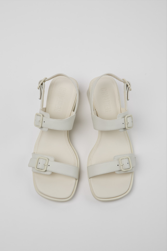 Overhead view of Kora Sandal White Leather Sandals for Women.