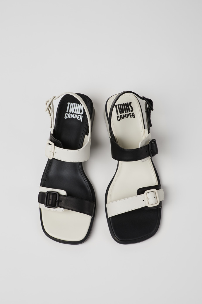 Twins Biało-czarne skórzane sandały damskie.