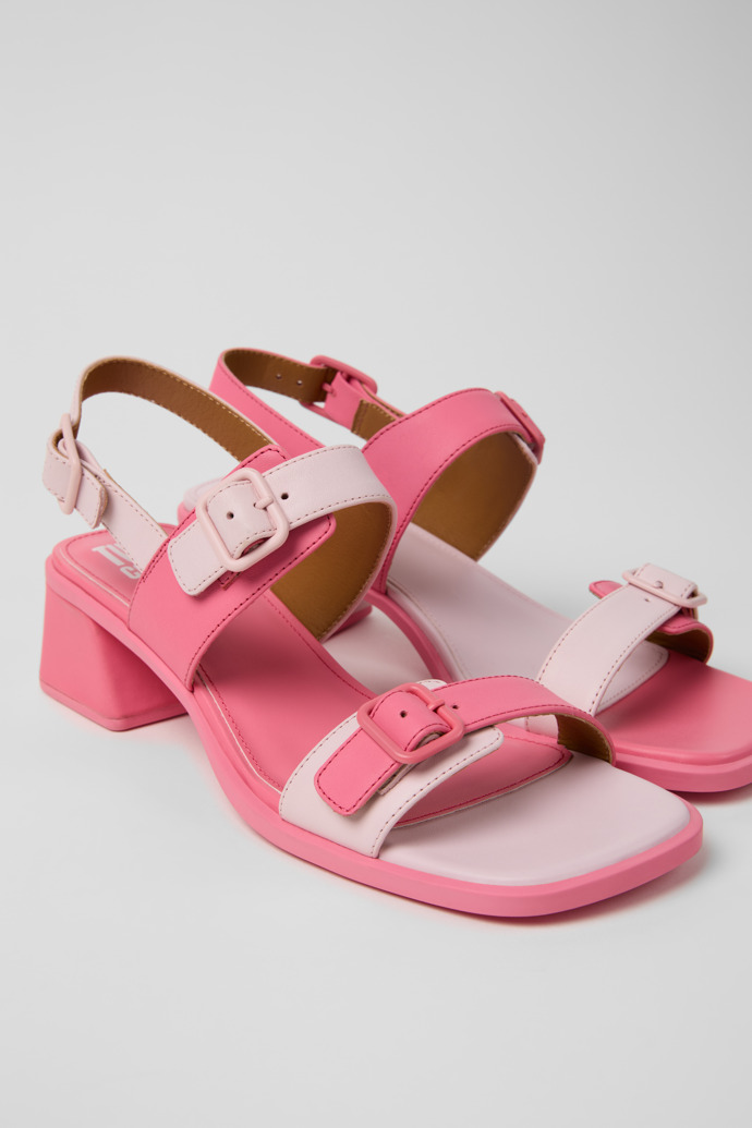 Twins Sandalias de piel rosa para mujer.
