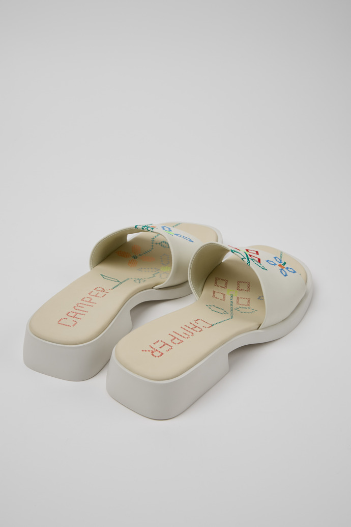 Back view of Twins White Leather Sandals for Women.