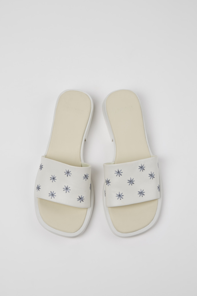 Overhead view of Dana White Leather Sandals for Women.