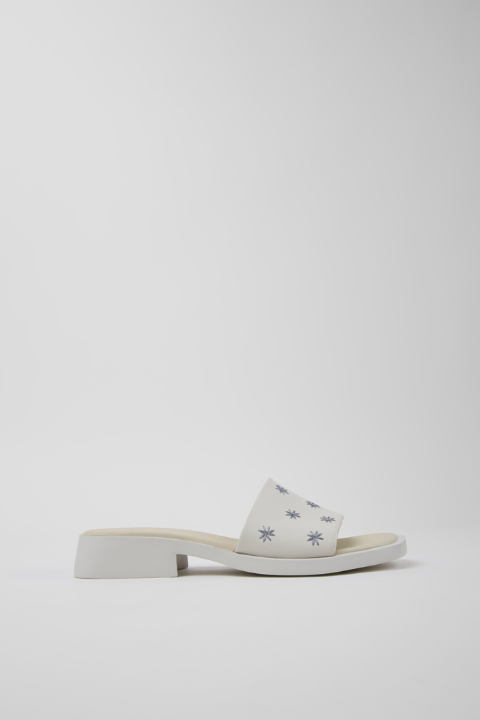 Side view of Dana White Leather Sandals for Women.