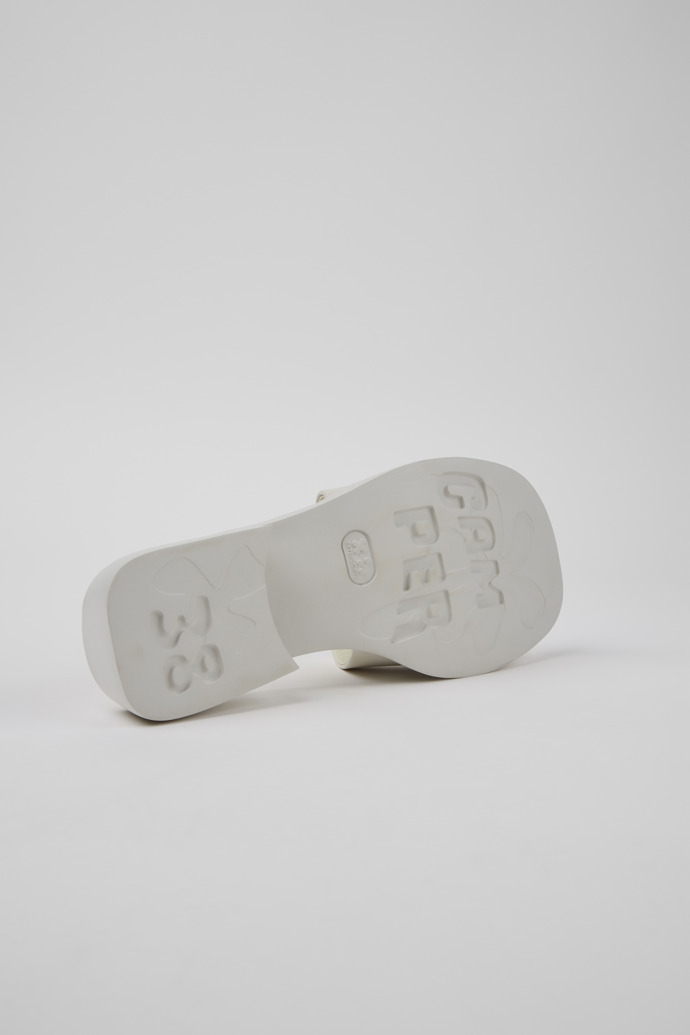 The soles of Dana White Leather Sandals for Women.