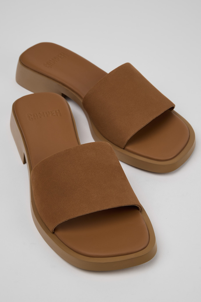 Close-up view of Dana Brown Nubuck Leather Sandals for Women.