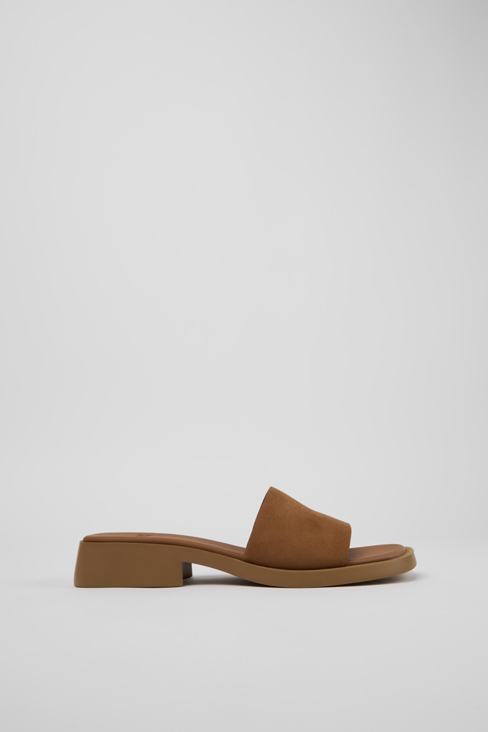 Side view of Dana Brown Nubuck Leather Sandals for Women.