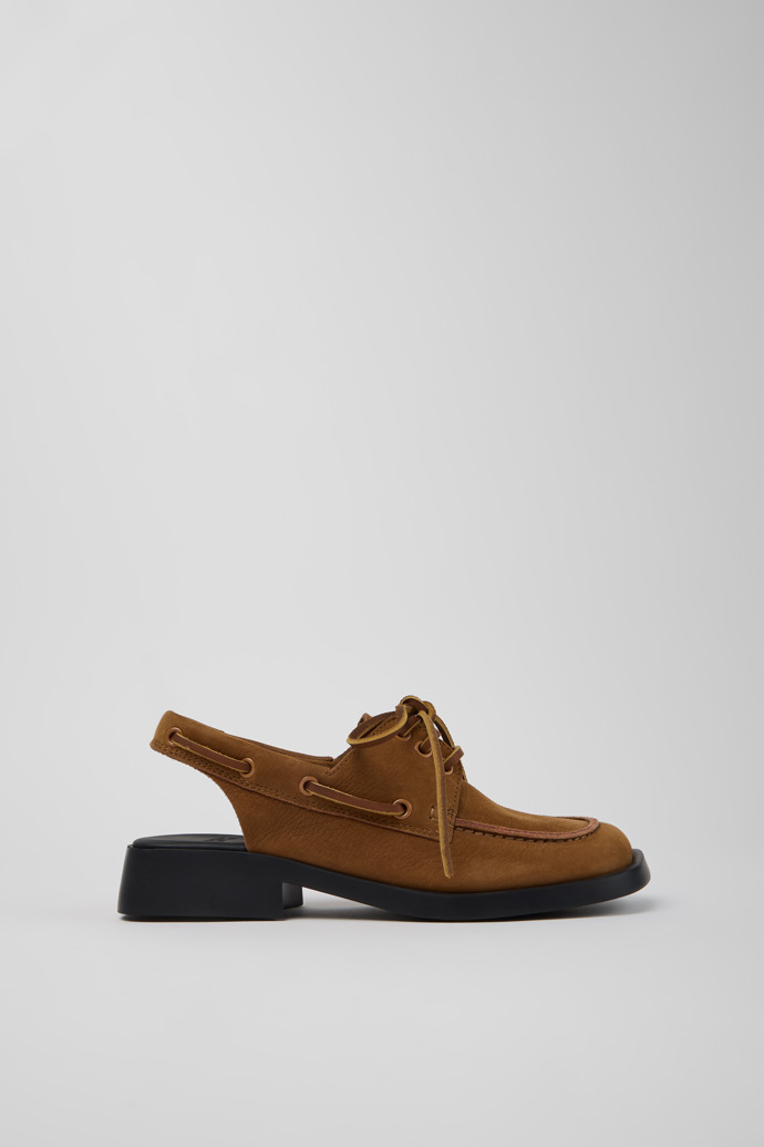 Donna Zapatos semiabiertos de piel nobuk marrón para mujer.