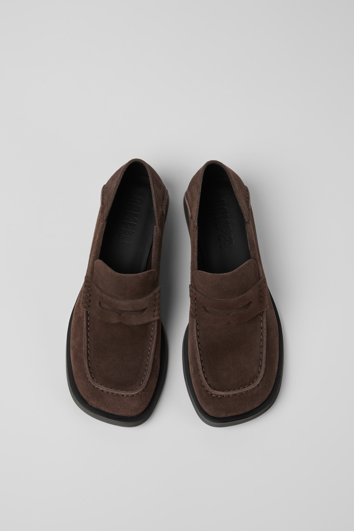 Overhead view of Dana Brown Nubuck Moccasin Ballerinas for Women.