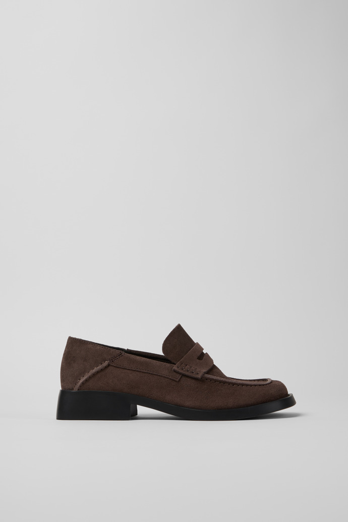 Side view of Dana Brown Nubuck Moccasin Ballerinas for Women.