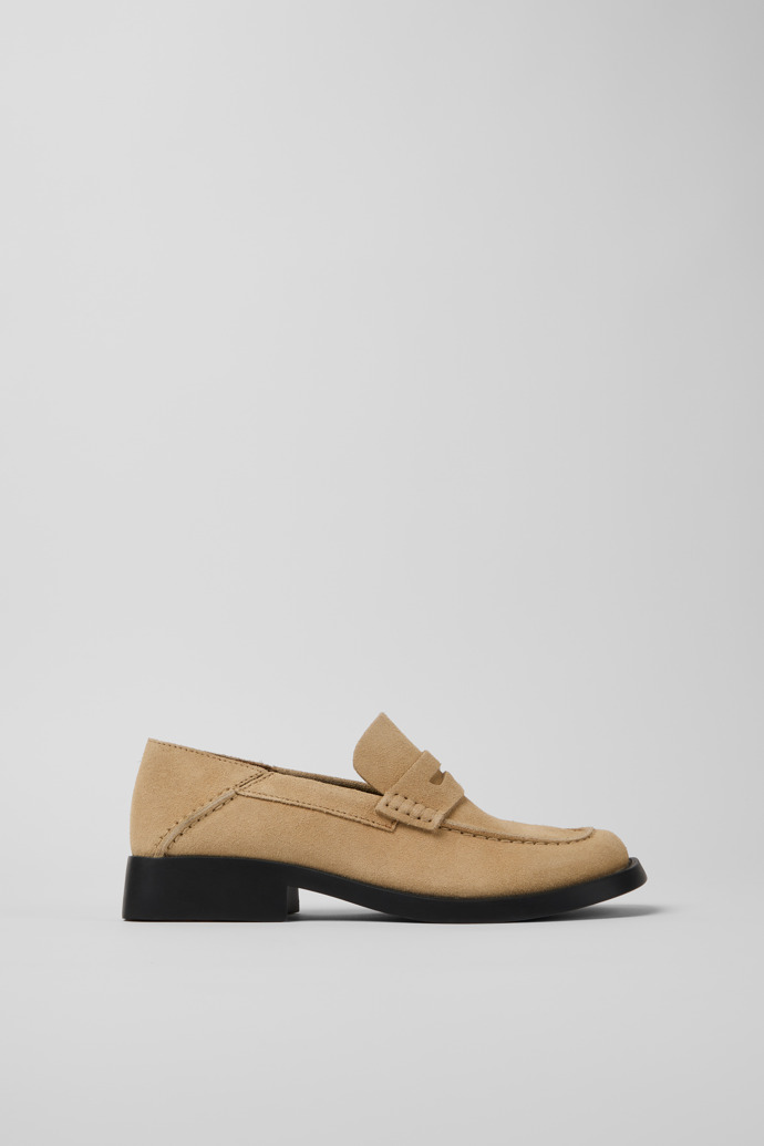 Side view of Dana Beige Nubuck Moccasin/Ballerina for Women.