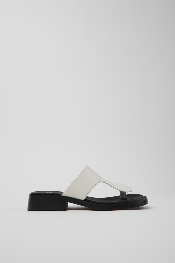 Side view of Twins White Leather Sandals for Women.