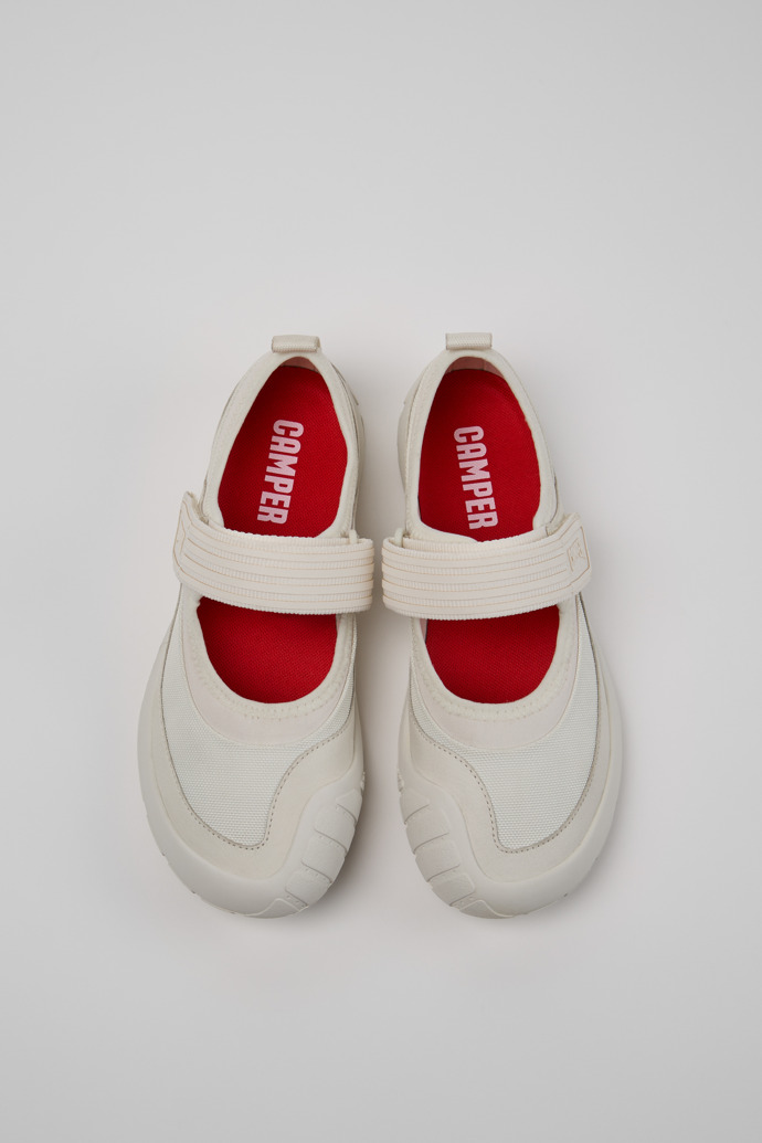 Overhead view of Path White Leather Women's Sneakers.