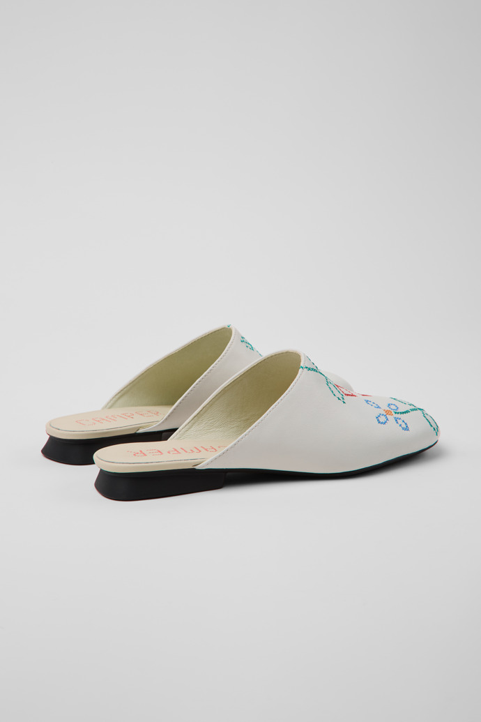 Back view of Twins White Leather Sandals for Women.