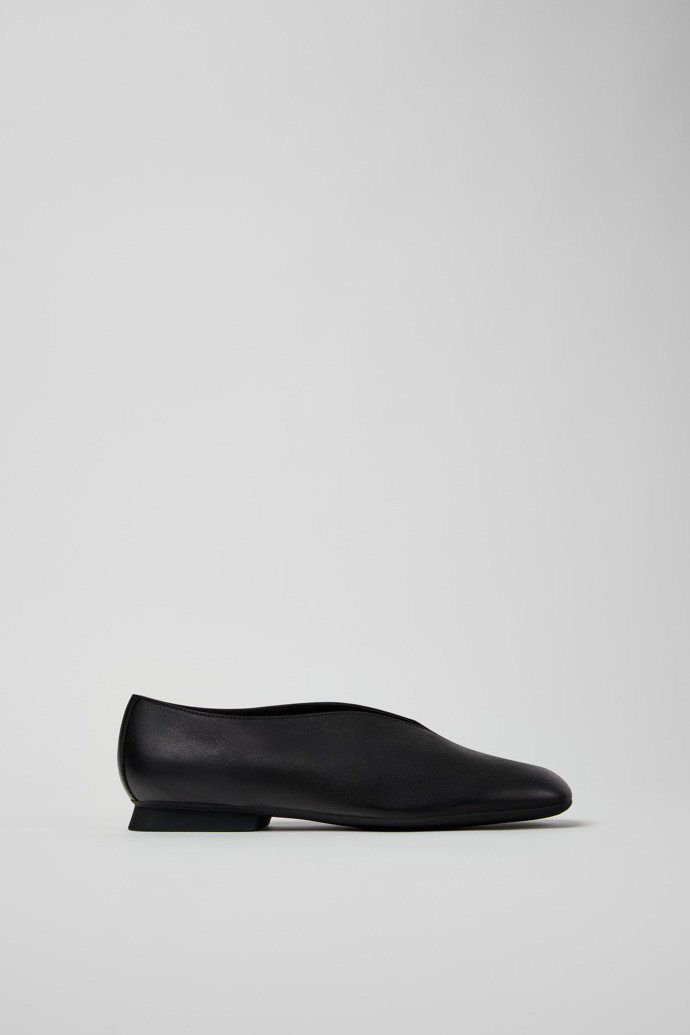 Side view of Casi Myra Black Leather Women's Shoes.