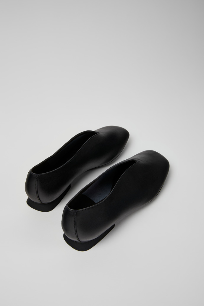 Casi Myra Black Leather Women's Shoes.後面