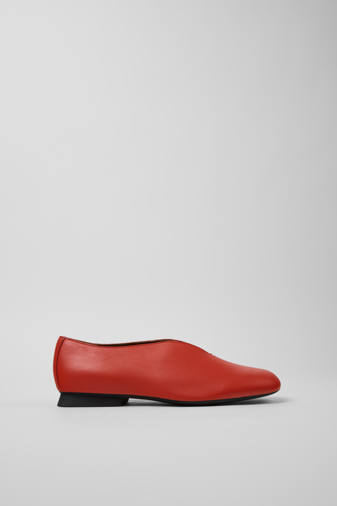 Side view of Casi Myra Red Leather Shoes for Women.