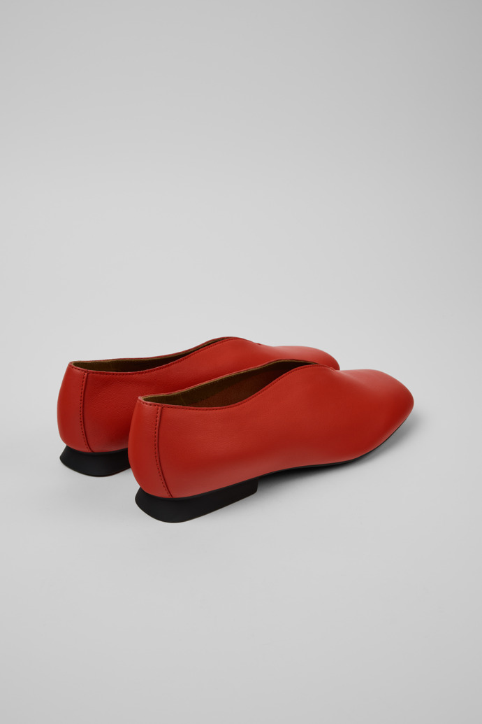 Back view of Casi Myra Red Leather Shoes for Women.