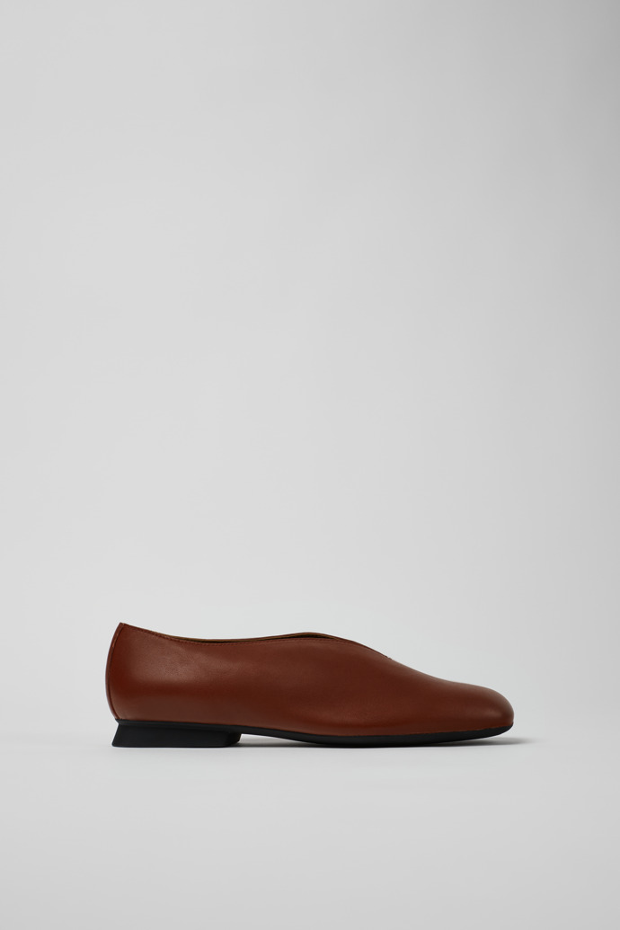 Side view of Casi Myra Red Leather Shoes for Women.