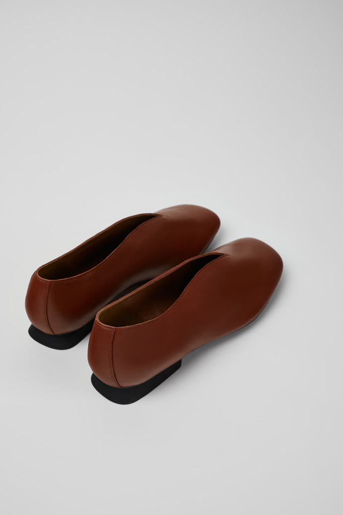 Back view of Path Red Leather Shoes for Women.