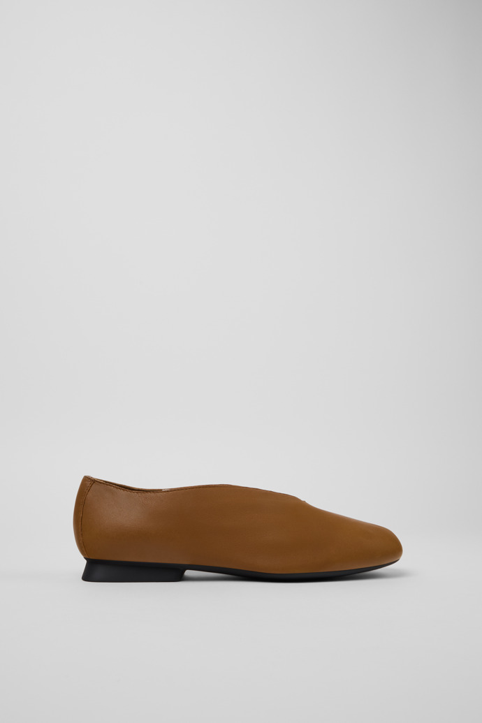 Side view of Casi Myra Brown Leather Ballerinas for Women.