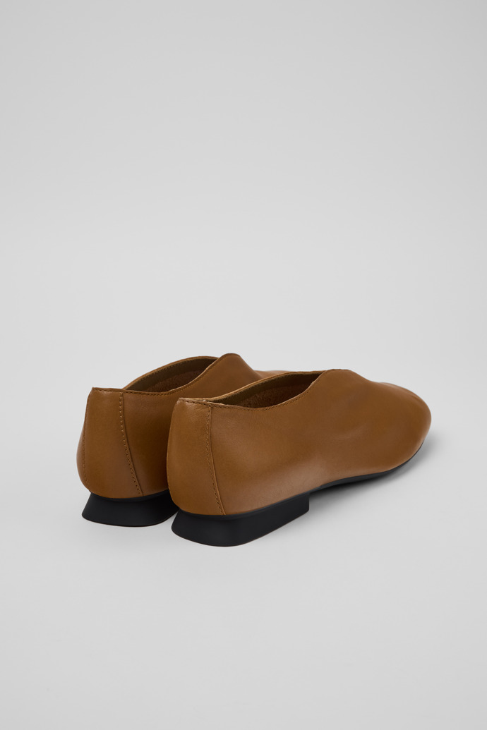 Back view of Casi Myra Brown Leather Ballerinas for Women.