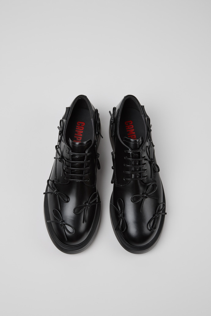 มุมมองด้านบนของ Dean Black Leather Women's Shoe.