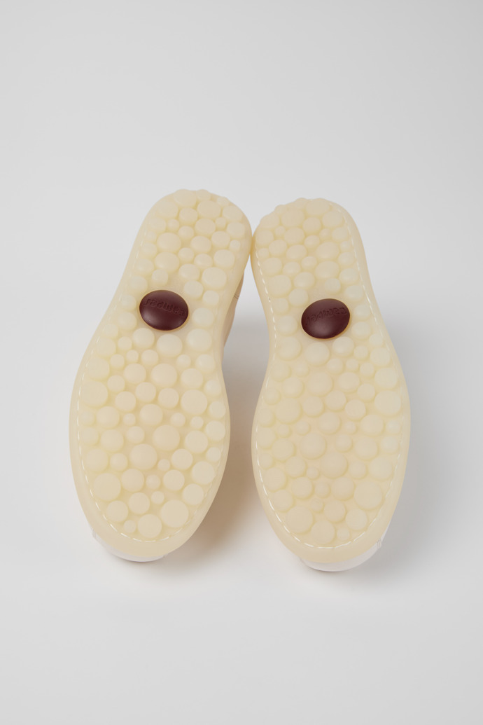 The soles of Pelotas White Leather Shoe for Women.