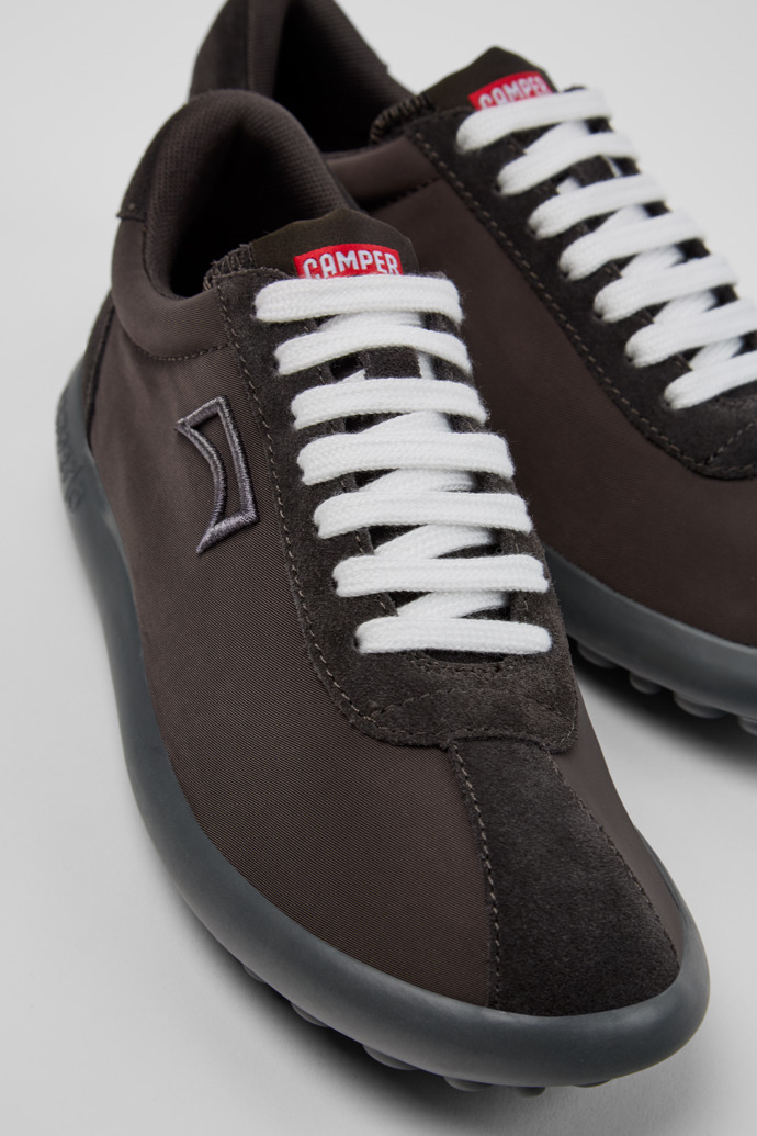 Close-up view of Pelotas XLite Gray Recycled PET and Nubuck Sneakers for Women.