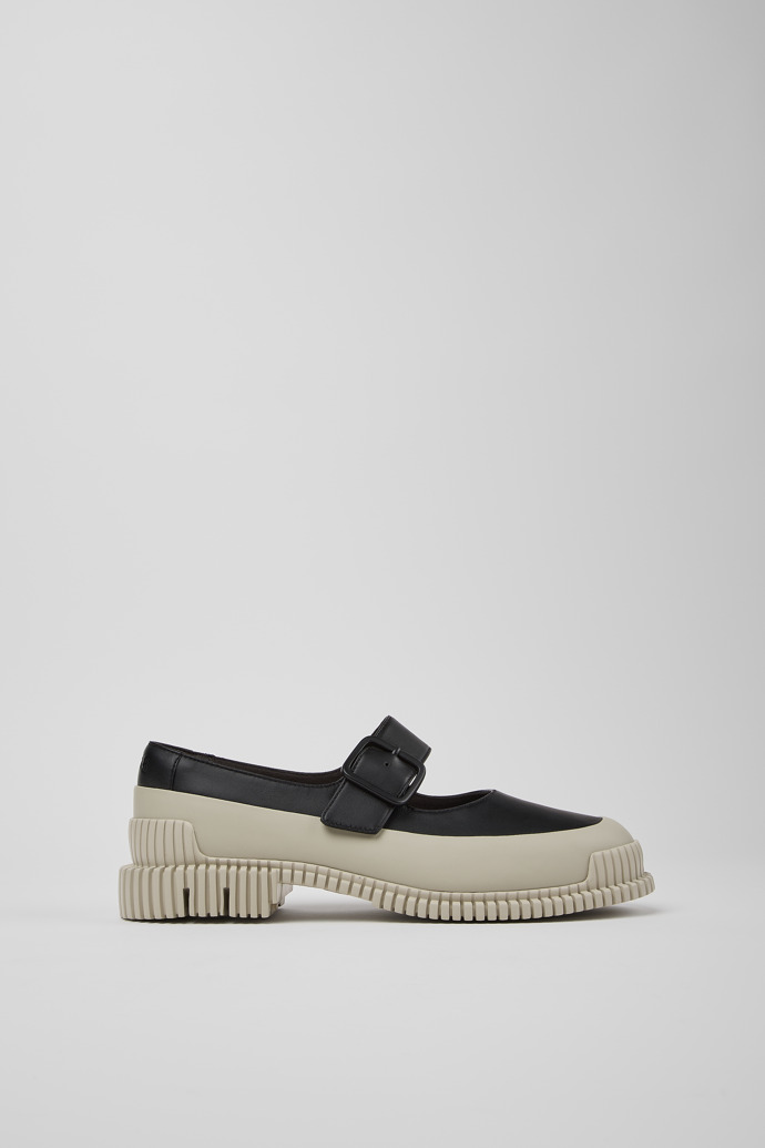 Pix Zapatos de piel negros y grises para mujer.