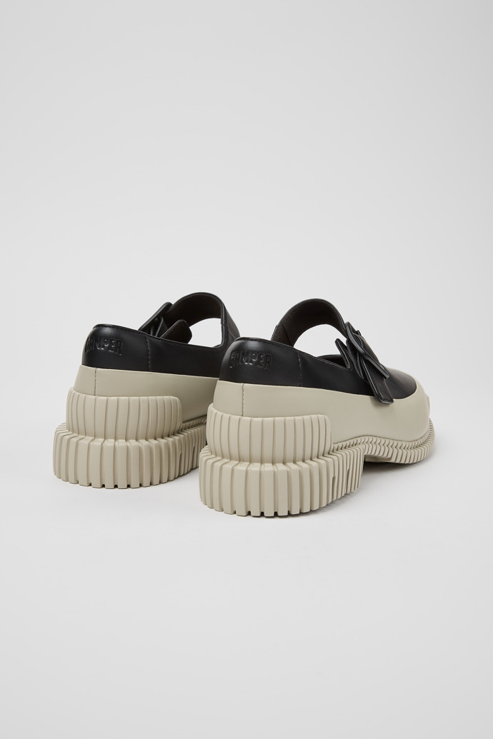 Pix Zapatos de piel negros y grises para mujer.