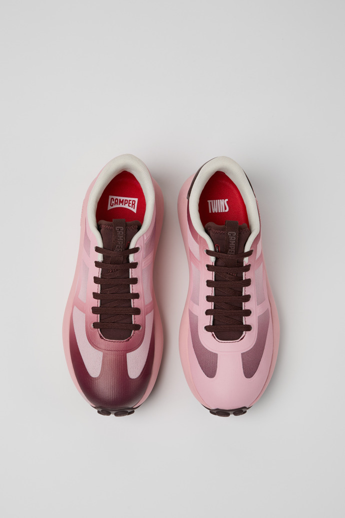 Overhead view of Twins Burgundy Women's Sneakers with Simplified Stitch-Free Technology.