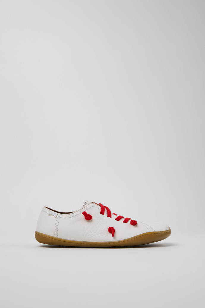 Side view of Twins White Leather Women's Shoe.