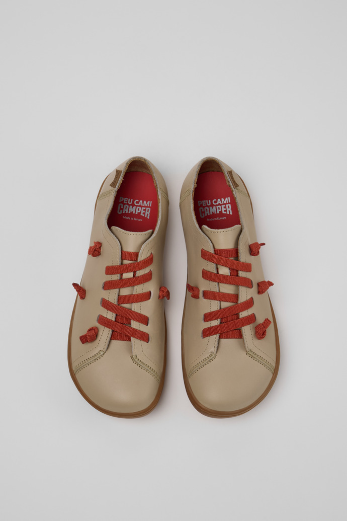 Overhead view of Twins Beige Nubuck Shoes for Women.