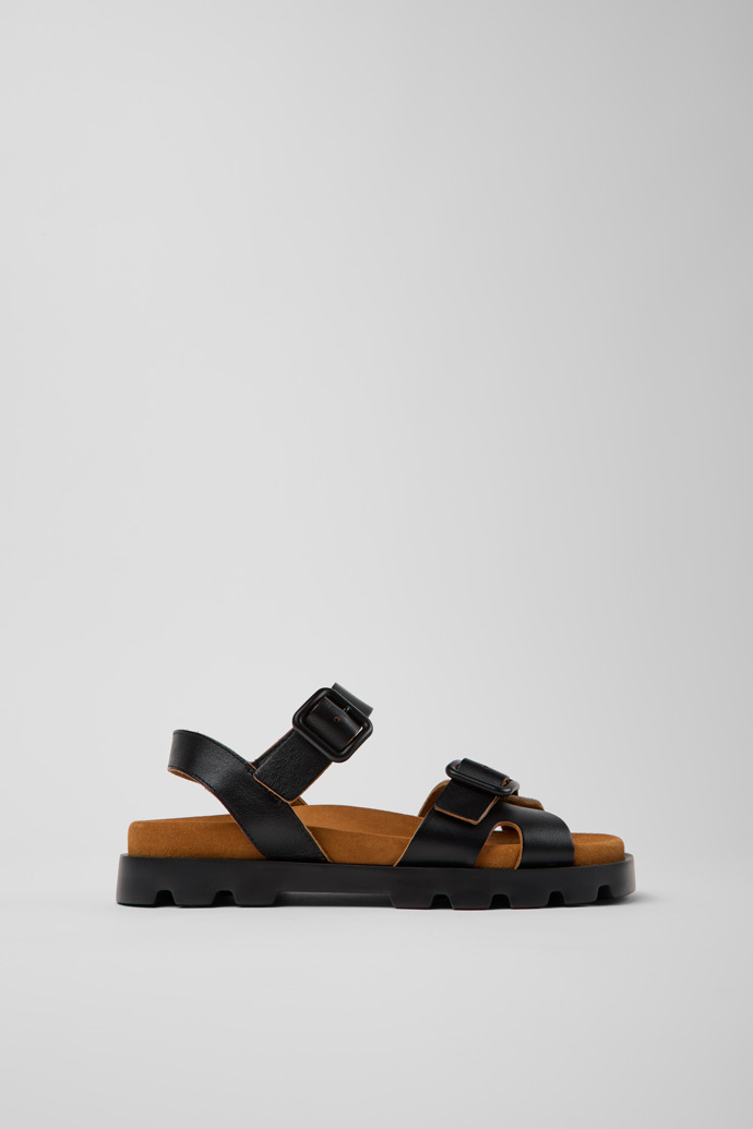 Side view of Brutus Sandal Black Leather Sandals for Women.