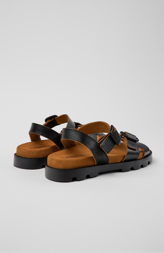 Back view of Brutus Sandal Black Leather Sandals for Women.