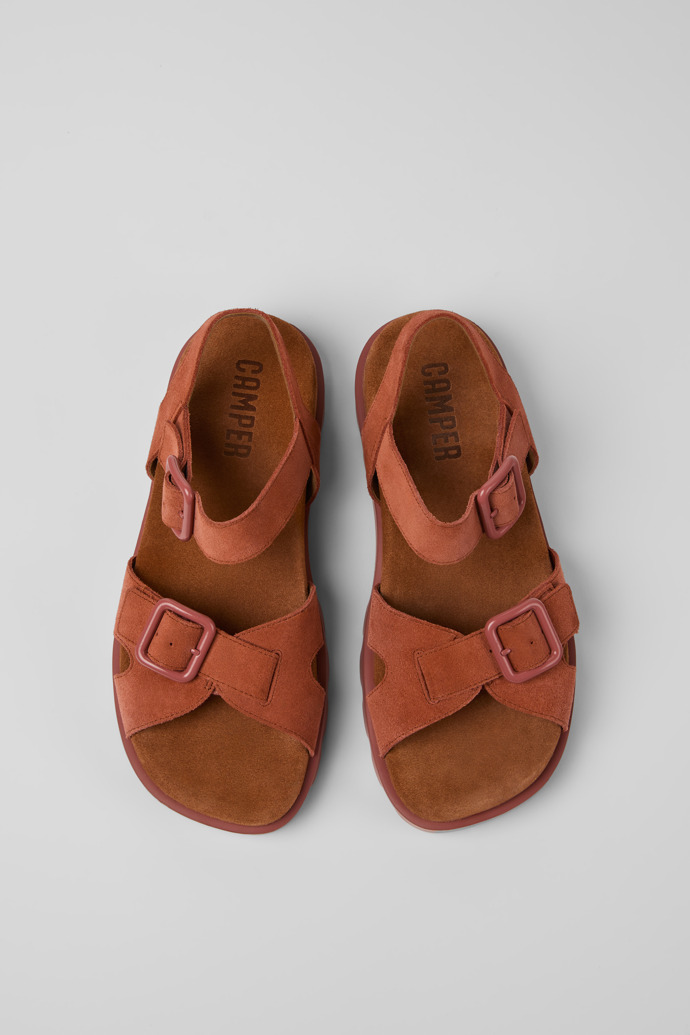 Overhead view of Brutus Sandal Red Nubuck Sandals for Women.