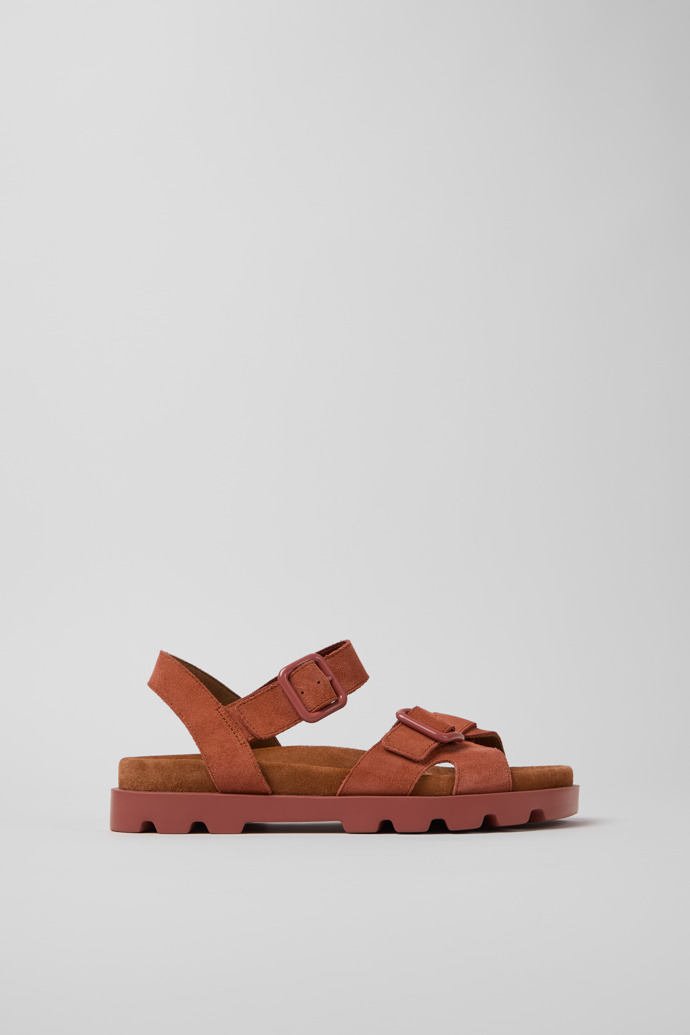 Side view of Brutus Sandal Red Nubuck Sandals for Women.