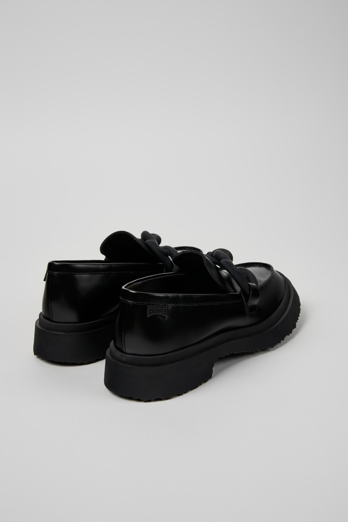 Back view of Walden Black Leather Women's Moccasin/Ballerina.